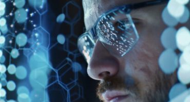 A scientist using machine learning technology to analyze genomic data developing predictive models for future health risks and disease managemen